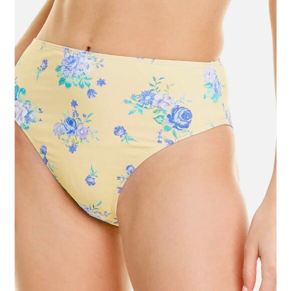 WeWoreWhat Cream Floral High-Rise Bikini Bottom S - Picture 1 of 4